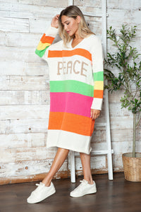 Color Block V-Neck Long Sleeve Sweater Dress - 1985 the VAULT Boutique