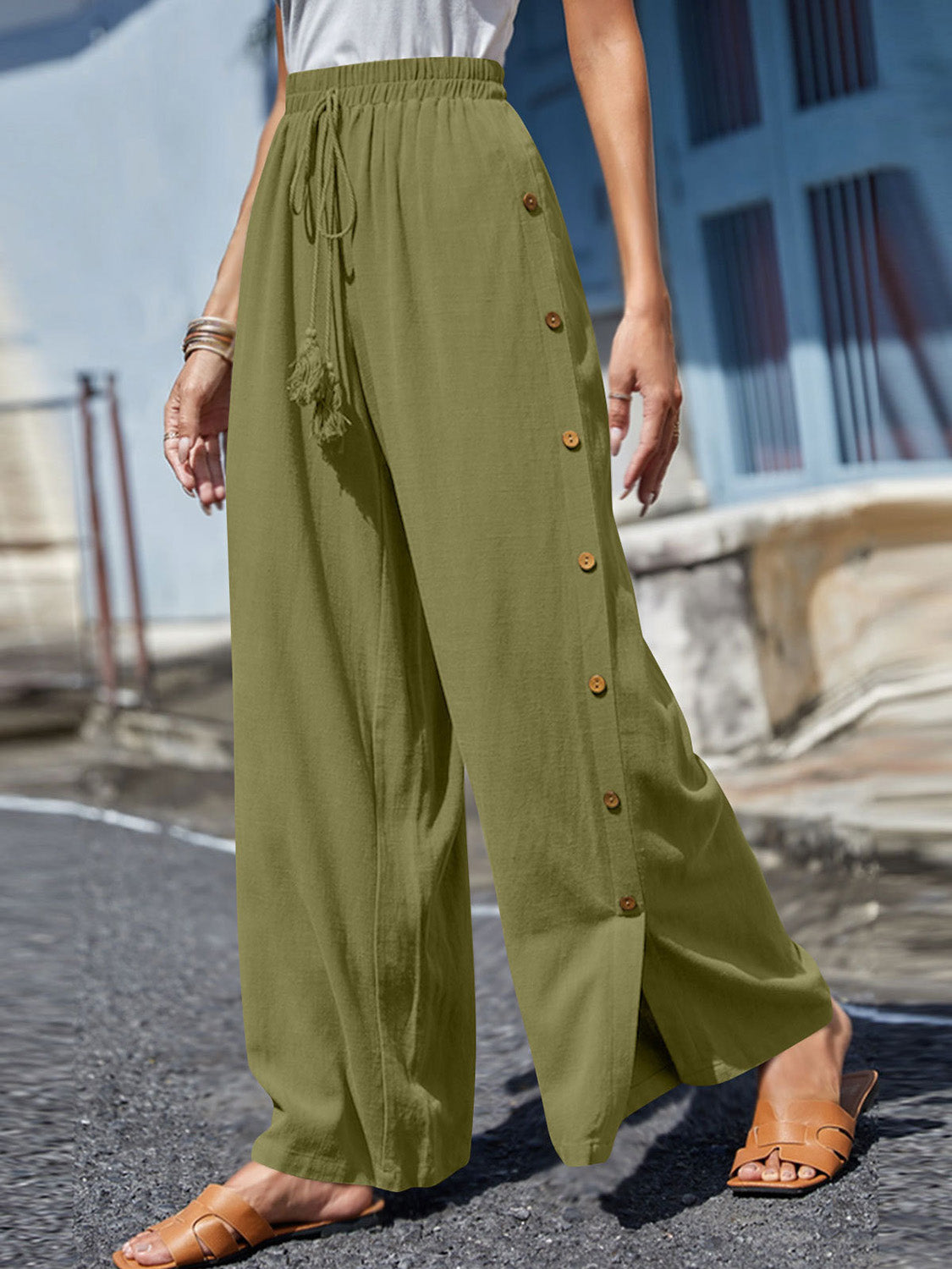 Full Size Tassel Wide Leg Pants - 1985 the VAULT Boutique