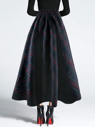 Plaid Elastic Waist Midi Skirt - 1985 the VAULT Boutique