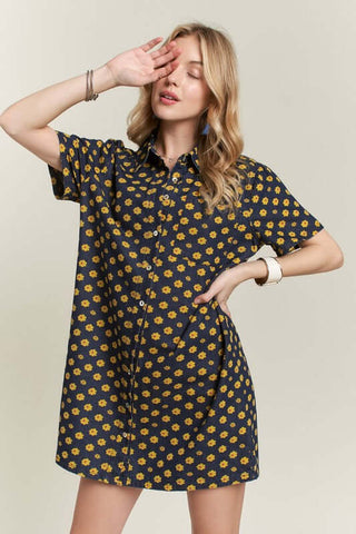 ADORA Floral Button-Up Mini Denim Dress - 1985 the VAULT Boutique