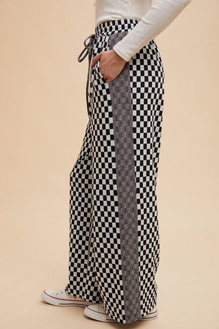 Annie Wear Drawstring Checkered Wide Leg Pants - 1985 the VAULT Boutique