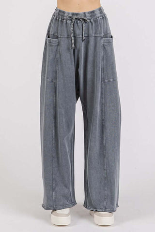 Mittoshop Mineral Wash Elastic Waist Barrel Leg Baggy Pants - 1985 the VAULT Boutique