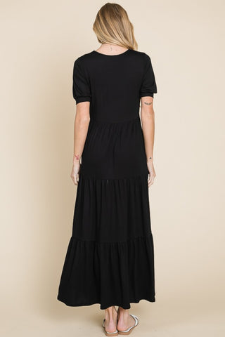 BOMBOM Short Sleeve Tiered Maxi Dress - 1985 the VAULT Boutique