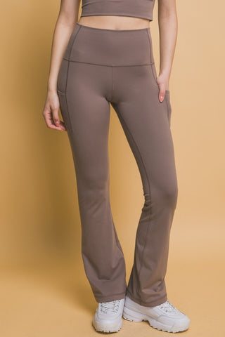 Love Tree High Waist Flare Active Leggings with Side Pockets - 1985 the VAULT Boutique