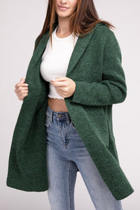 Hooded Open Front Sweater Cardigan - 1985 the VAULT Boutique