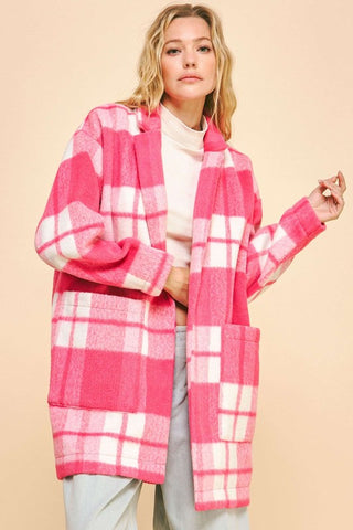 Davi & Dani Plaid Open Front Drop Shoulder Longline Coat - 1985 the VAULT Boutique