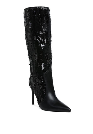 Sitarah Sequin Embellished Stiletto Long Boots - 1985 the VAULT Boutique