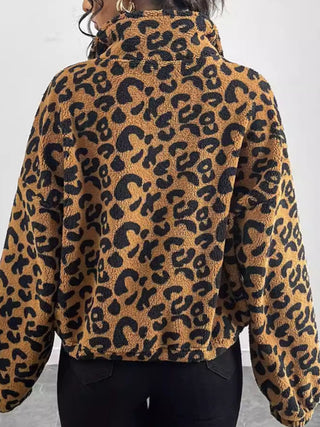 Leopard Zip Up Long Sleeve Jacket - 1985 the VAULT Boutique