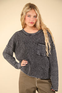 VERY J Mineral Washed Exposed Seam Sweater - 1985 the VAULT Boutique