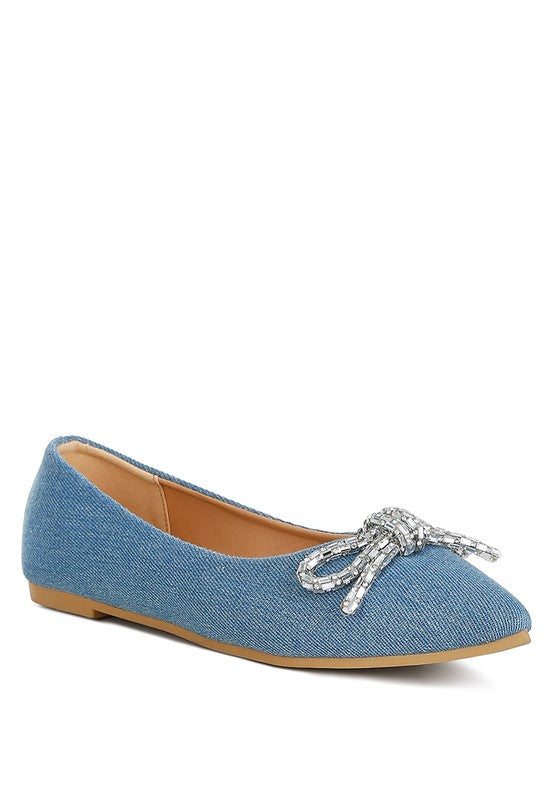 Ellerby Embellished Bow Detail Ballet Flats - 1985 the VAULT Boutique