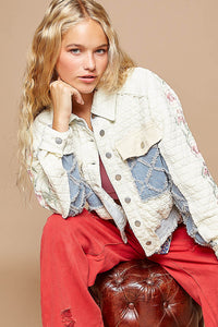 POL Embroidered Sleeve Raw Edge Quilted Jacket - 1985 the VAULT Boutique