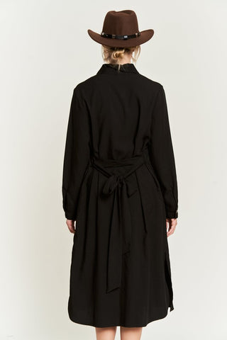 SOLID BUTTON DOWN BELTED LONG DRESS - 1985 the VAULT Boutique