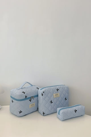 3 Piece Bow Quilted Cloth Storage Bag Set - 1985 the VAULT Boutique