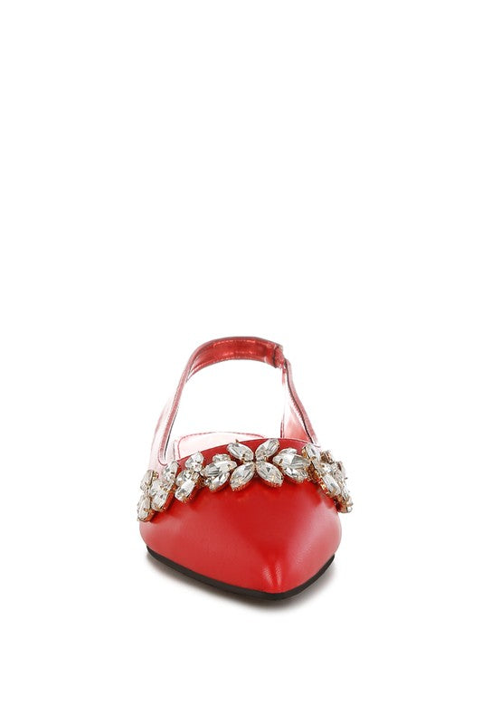 Adhara Diamante Embellished Flat Sandals - 1985 the VAULT Boutique