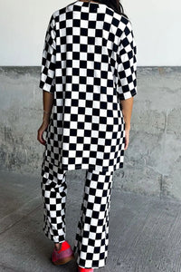 Checkered Round Neck Half Sleeve Top and Pants Set - 1985 the VAULT Boutique