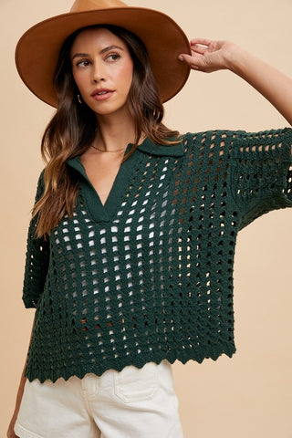 Annie Wear Openwork Johnny Collar Knit Cover Up - 1985 the VAULT Boutique