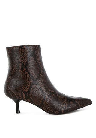 Thymus Snake Print Kitten Heel Boots - 1985 the VAULT Boutique