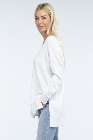 Hi-Low Hem Basic Front Seam Sweater - 1985 the VAULT Boutique