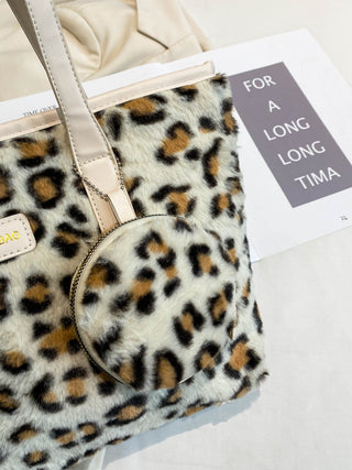 Leopard Faux Fur Tote Bag with Coin Purse - 1985 the VAULT Boutique