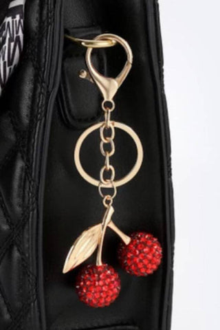 Red Cherry with Gold Leaf Purse Charm - 1985 the VAULT Boutique