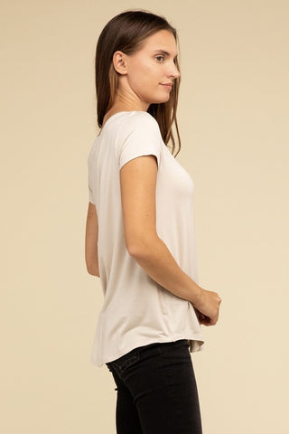 Basic Flowy Round Hem Rayon Short Sleeve Top - 1985 the VAULT Boutique