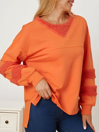 High-Low Round Neck Long Sleeve Sweatshirt