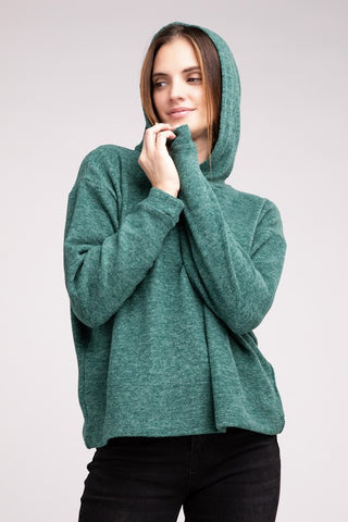 Hooded Brushed Melange Hacci Sweater - 1985 the VAULT Boutique