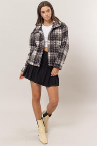 HYFVE Plaid Collared Neck Boucle Jacket with Pockets - 1985 the VAULT Boutique