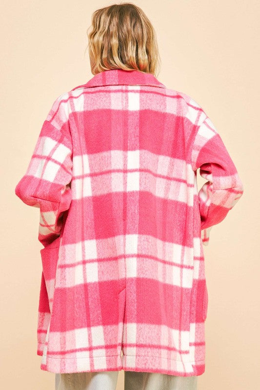 Davi & Dani Plaid Open Front Drop Shoulder Longline Coat - 1985 the VAULT Boutique