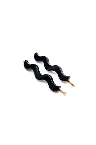 Sleek Waves Hair Clip in Black - 1985 the VAULT Boutique