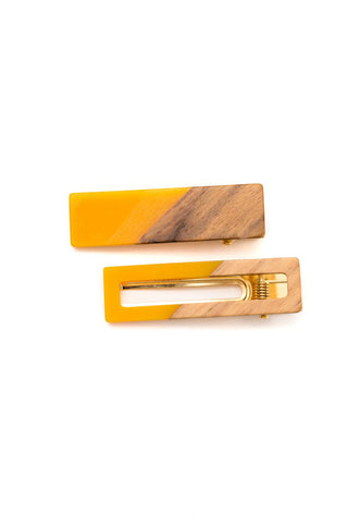 Two Tone Hair Clip Set in Yellow - 1985 the VAULT Boutique