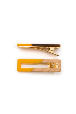 Two Tone Hair Clip Set in Yellow - 1985 the VAULT Boutique