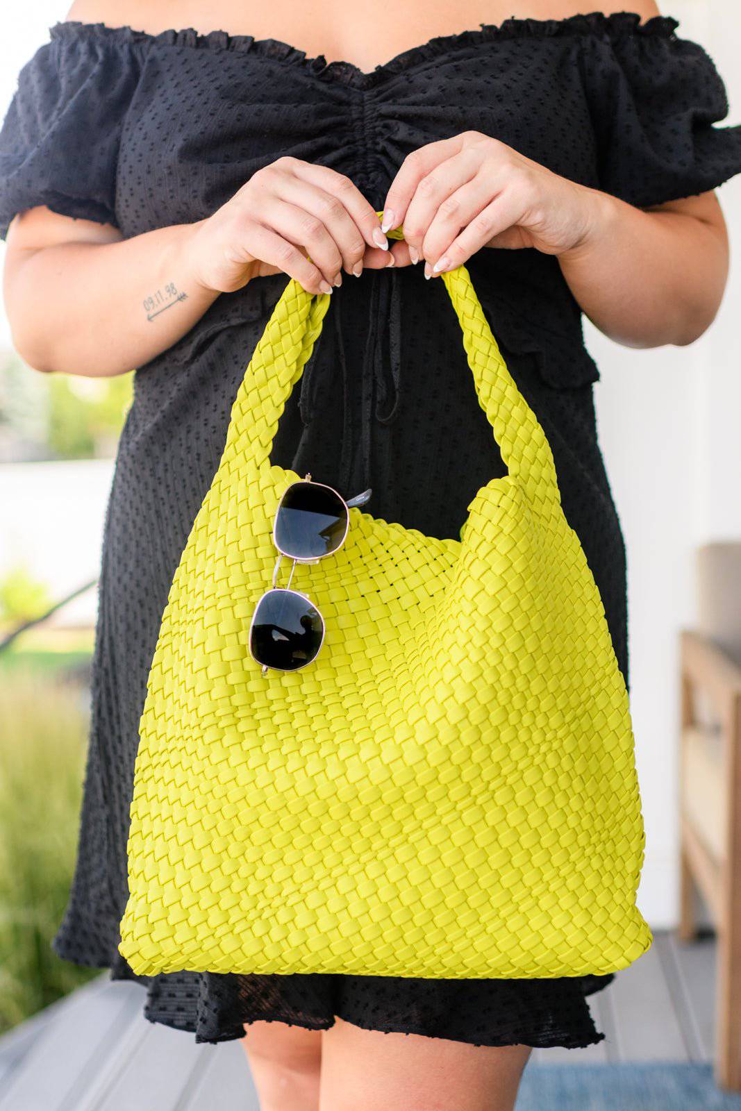 Woven and Worn Tote in Citron - 1985 the VAULT Boutique