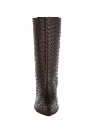 Mentha Woven Faux Leather Boots - 1985 the VAULT Boutique