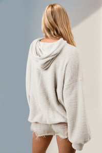 Double Take Half Zip Long Sleeve Hoodie with Kangaroo Pocket - 1985 the VAULT Boutique