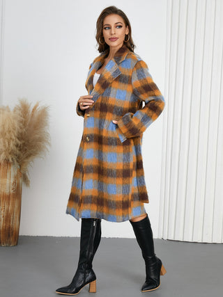 Tied Plaid Collared Neck Coat - 1985 the VAULT Boutique