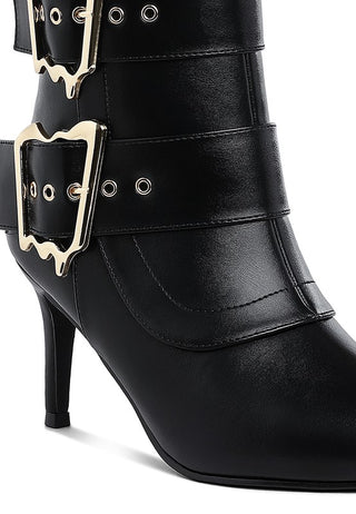 Ebera Chunky Buckle Strap Ankle Boots - 1985 the VAULT Boutique