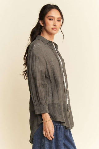 Davi & Dani High-Low Chest Pocket Button Up Shirt - 1985 the VAULT Boutique