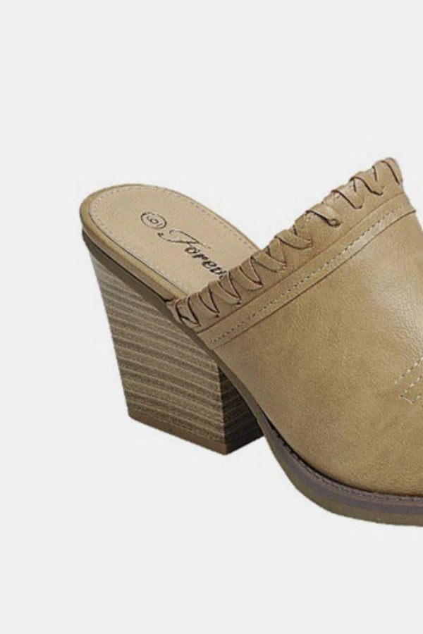 Forever Link Pointy Toe Slip On Chunky Mules - 1985 the VAULT Boutique