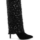 Sin City Sequinned Fold-Over Calf Boots - 1985 the VAULT Boutique