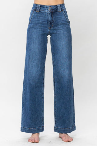 Judy Blue Full Size Double Button Wide Leg Jeans - 1985 the VAULT Boutique