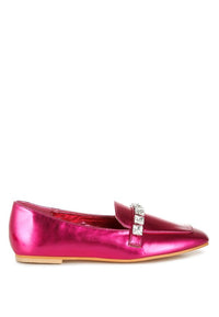 Celosia Metallic Diamante Strap Loafers - 1985 the VAULT Boutique