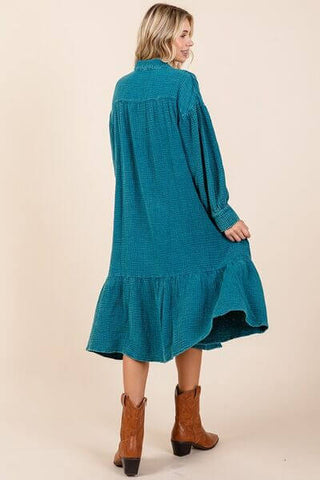 Mittoshop Mineral Wash Cotton Gauze Ruffle Midi Shirt Dress - 1985 the VAULT Boutique