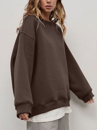 Basic Round Neck Dropped Shoulder Long Sleeve Sweatshirt - 1985 the VAULT Boutique