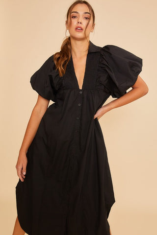 Annie Wear Smocked Puff Sleeve Midi Dress - 1985 the VAULT Boutique