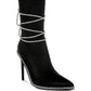 Dacia Rhinestones Strap Satin Calf Boots - 1985 the VAULT Boutique