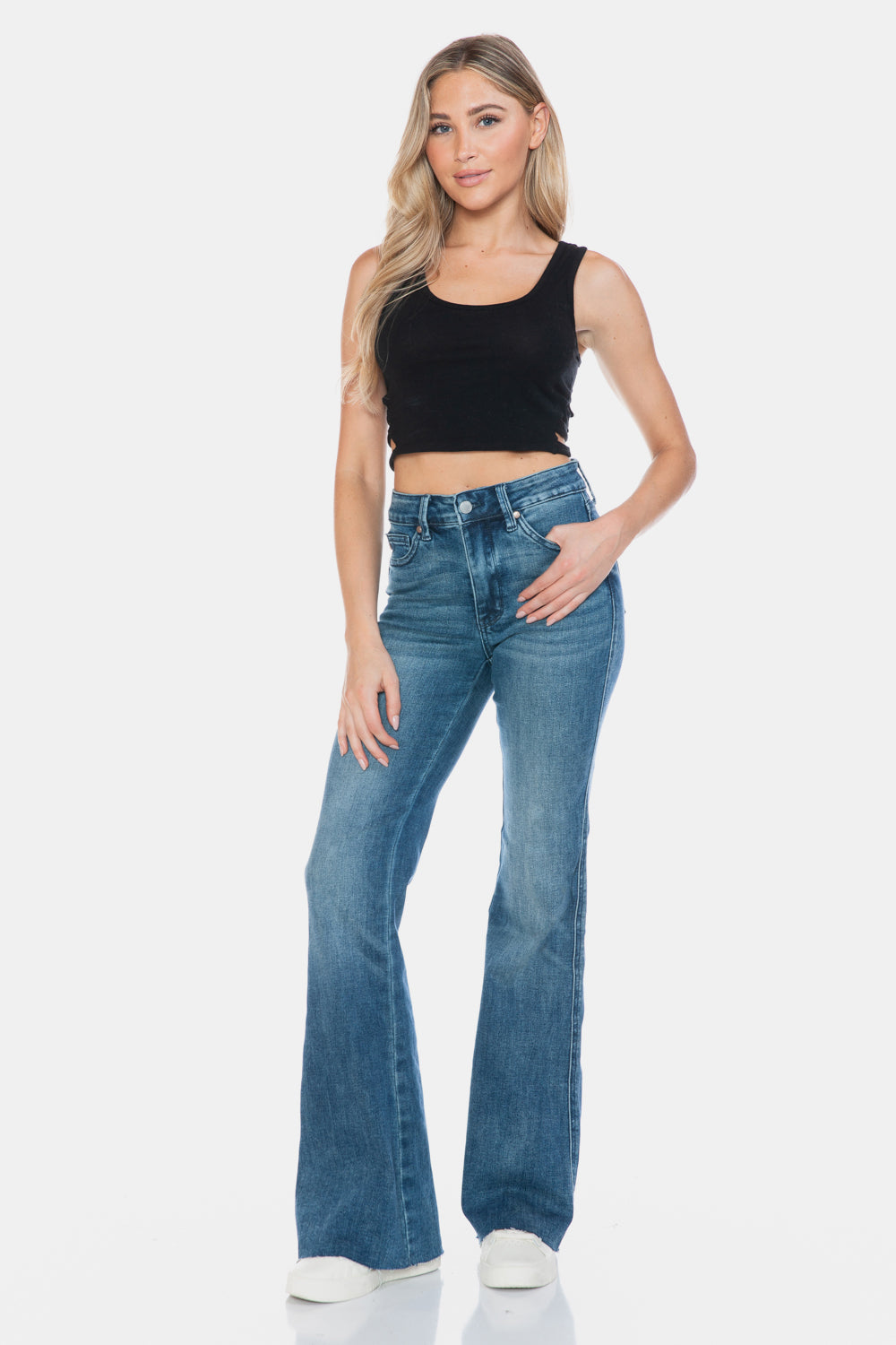 Judy Blue Full Size Tummy Control Cut Hem Flare Jeans - 1985 the VAULT Boutique