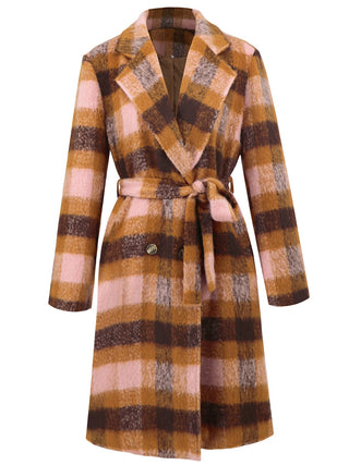 Tied Plaid Collared Neck Coat - 1985 the VAULT Boutique