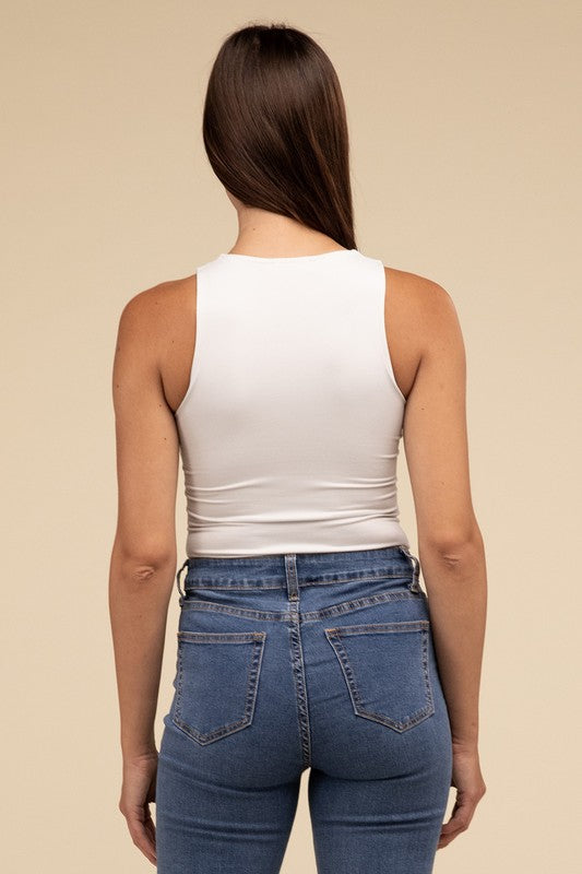 Basic Boat Neck Sleeveless Padded Bodysuit - 1985 the VAULT Boutique