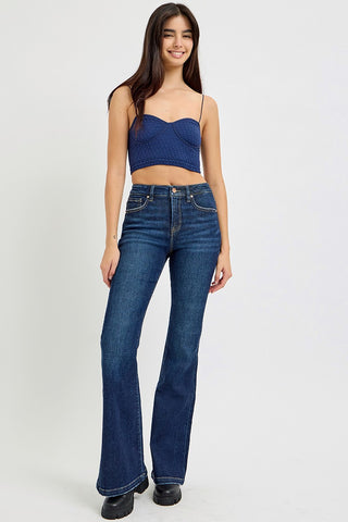 RISEN Full Size High Rise Flare Jeans with Pockets - 1985 the VAULT Boutique